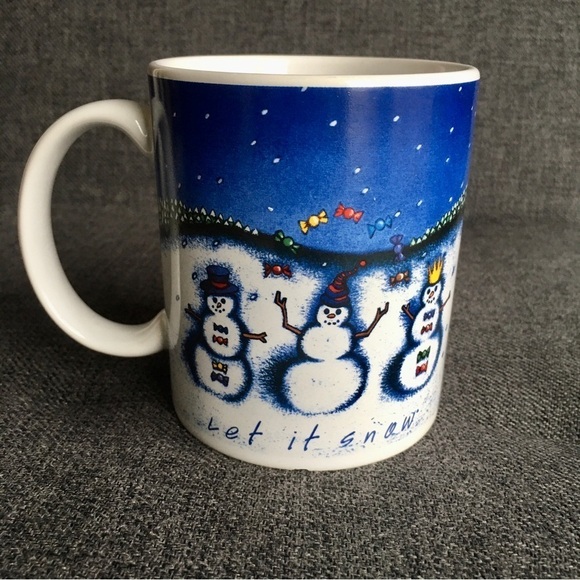 Lindt Chocolates “Let It Snow” Snowman Coffee Mug, Blue, White, 11 oz